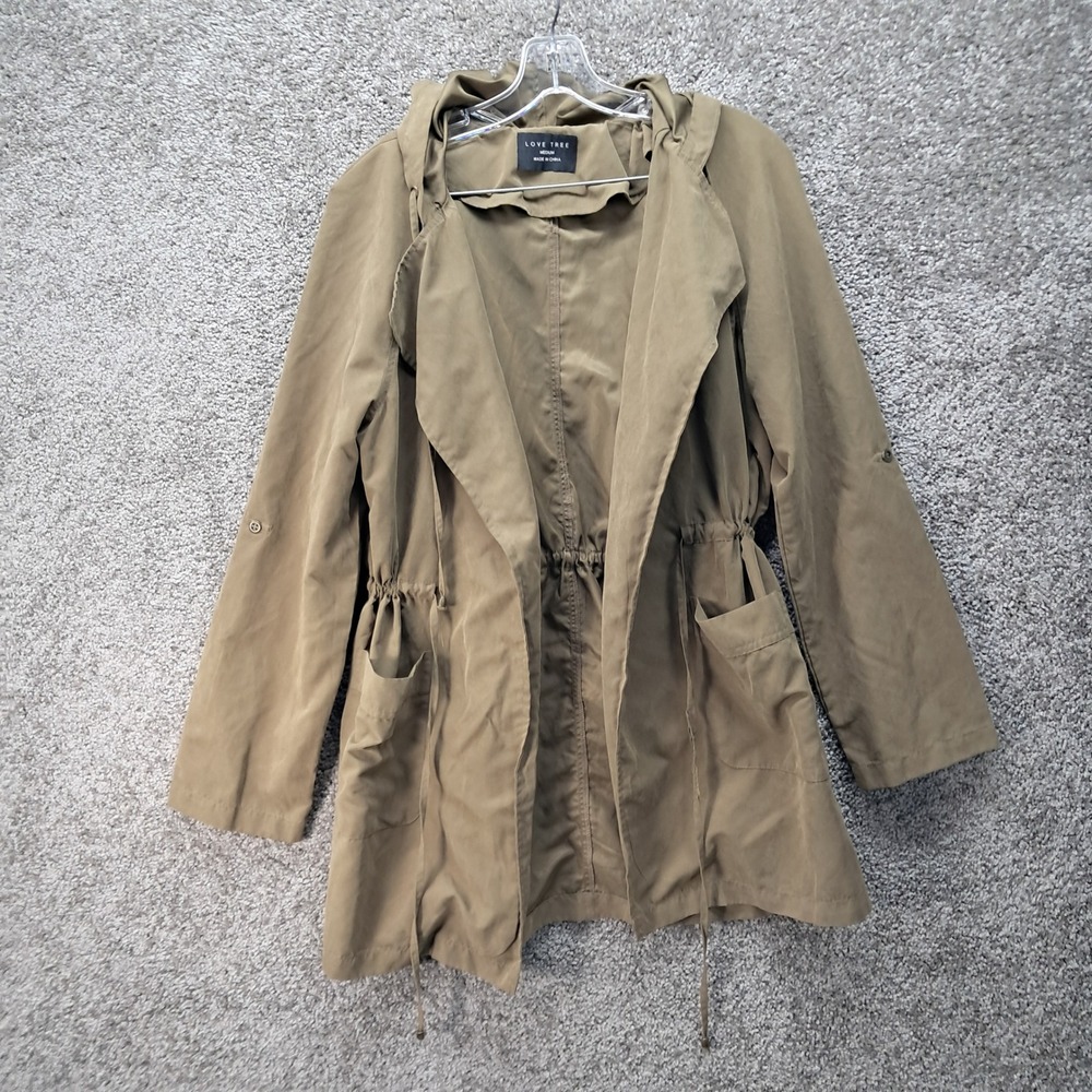 Love Tree Womens Olive Green Utility Anorak‎ Hooded Jacket Medium 8747JS